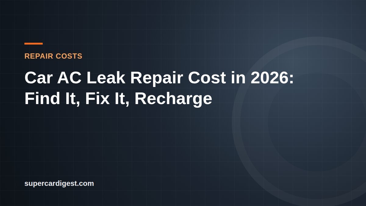 Car AC Leak Repair Cost in 2026: Find It, Fix It, Recharge