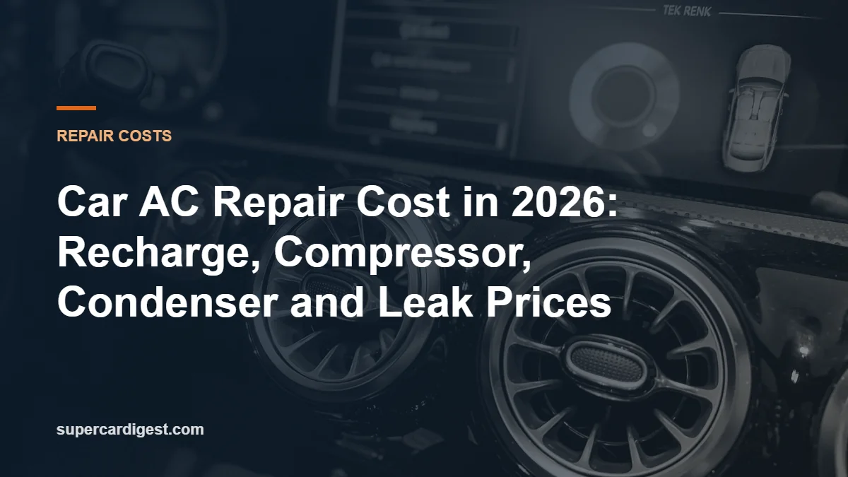 Car AC Repair Cost in 2026: Recharge, Compressor, Condenser and Leak Prices