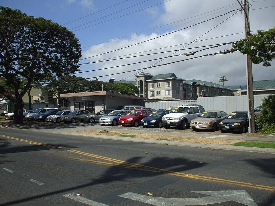 Rows of cars on a used car lot